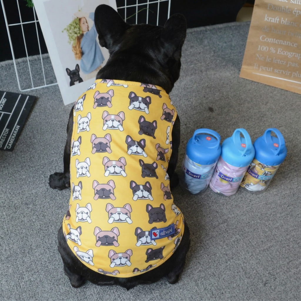 Close up of a French Bulldog panting heavily illustrating early signs of heat stroke and overheating risks.