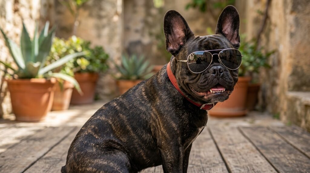 French Bulldog panting in warm weather with signs of overheating
