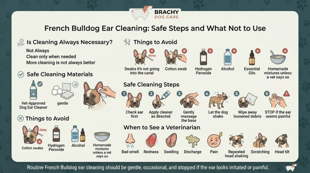 infographic about french bulldog ear cleaning