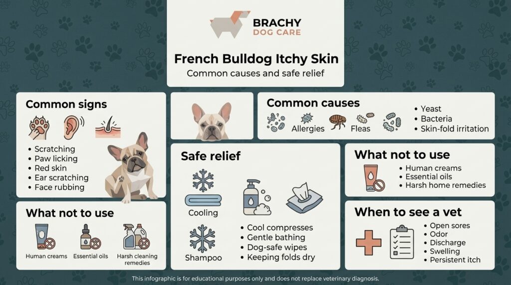 Infographic about French Bulldog itchy skin.