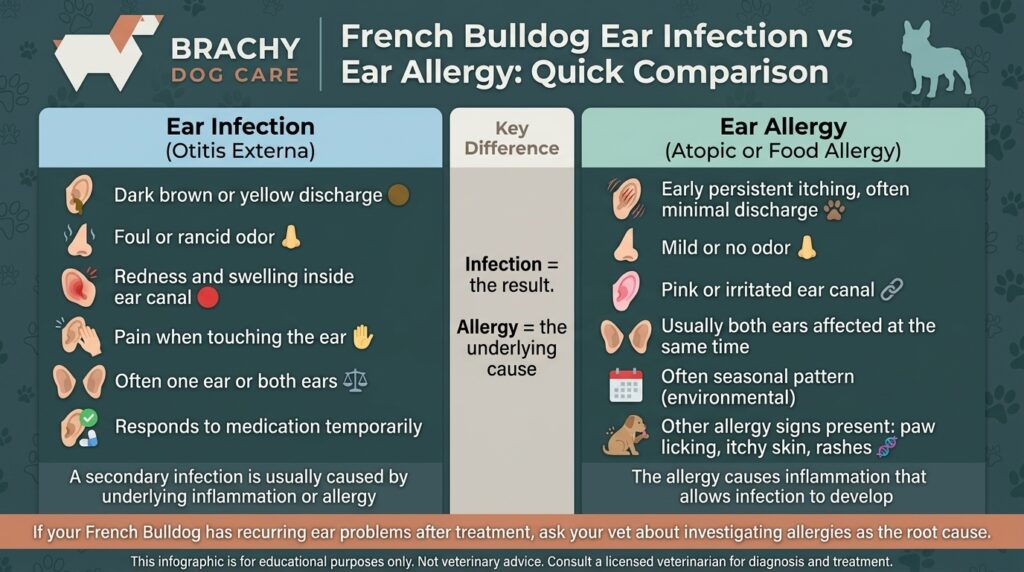 quick comparaison between french bullodg ear infection vs ear allergy