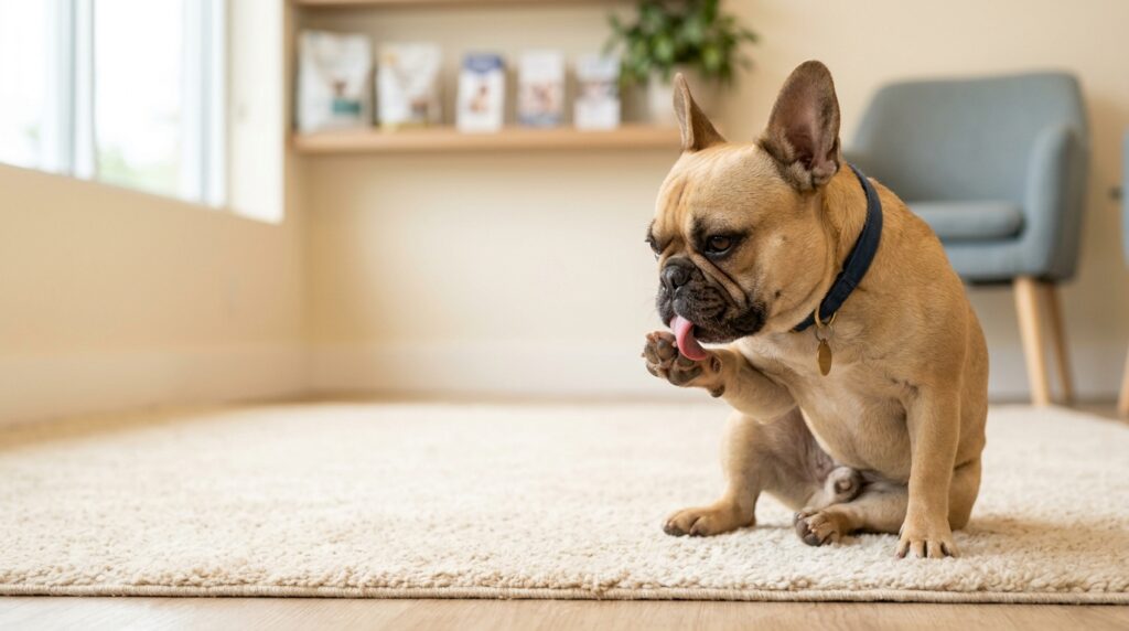 French Bulldog Paw licking