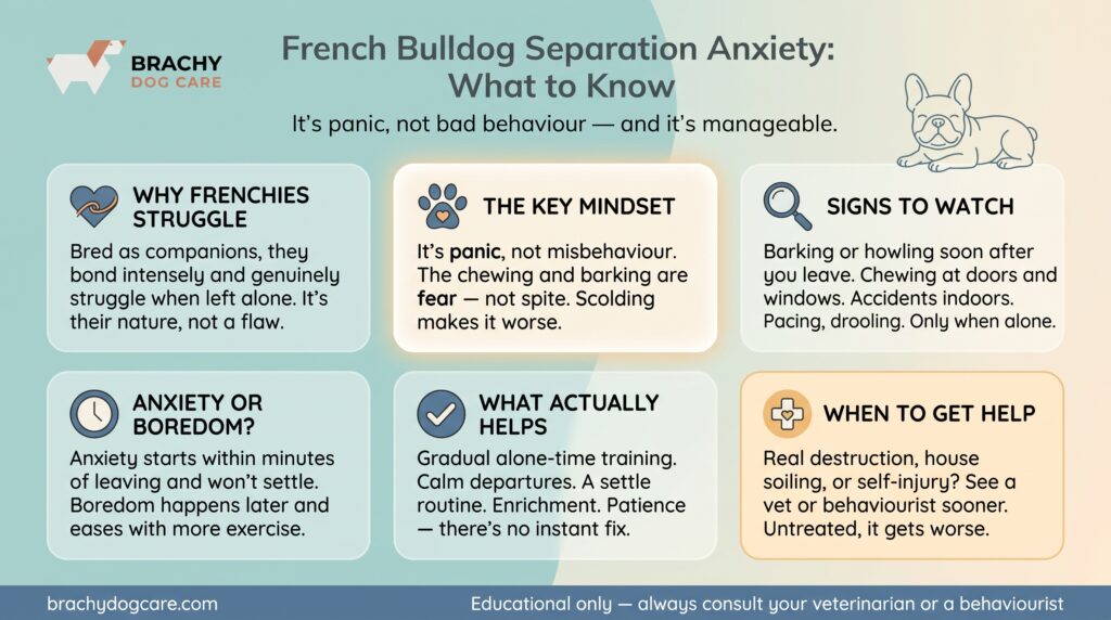 infographic about French Bulldog Separation Anxiety